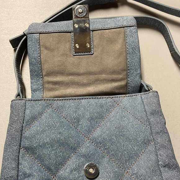 Vince Camuto Doty Quilted Leather Washed Denim Crossbody - Picture 10 of 13